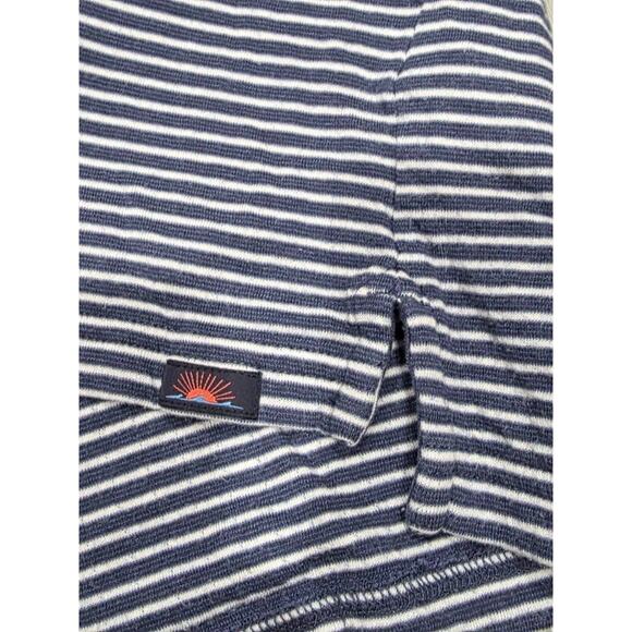 FAHERTY Luxembourg Pima Long Sleeve Polo Shirt Navy Cream Stripe L A003339 - Picture 5 of 10